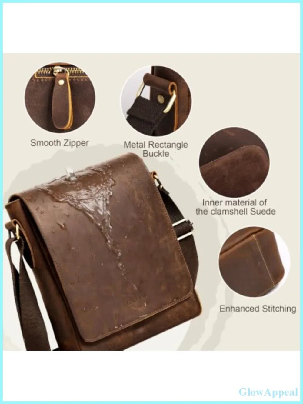 Crossbody Bag Genuine Leather Small Messenger Shoulder Purse Vintage Satchel